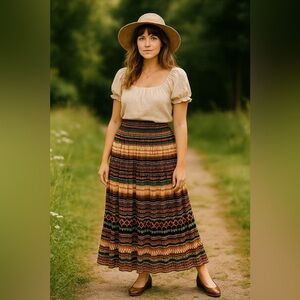 NWOT NY Collection Multicolor Striped Maxi Skirt